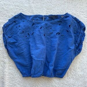 Rachel Royal Blue Floral Cutout Boxy Top